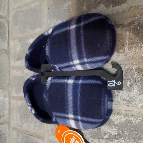 Wonder Nation Shoee slippers blue white size 9 - 10 plaid - Picture 1 of 2